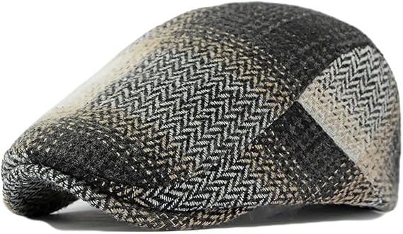 Adjustable Newsboy Caps for Men Wool Blend Tweed Ivy Gatsby Flat Cap Cabbie Beret Hat