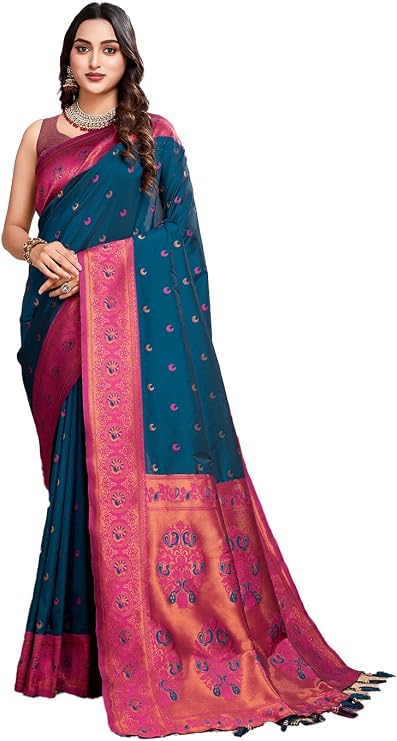 Women's Soft Litchi Silk Kanjeevaram Silk Saree (Str-Chand)