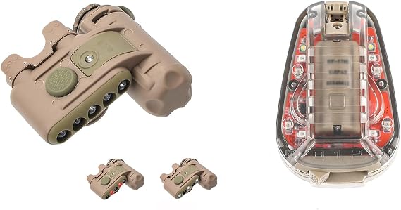5 LED Beads Tan Helmet Light with Red Light + White Task Lamp + IR Strobe Beacon & Tan Helmet Light Military 4 Modes with Red Light + White LED Lamp + IR Strobe/Constant Light