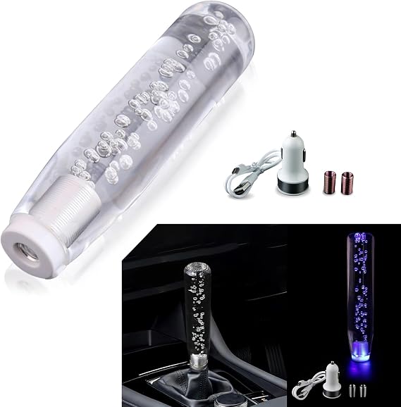 1 PC Car Personalized Gear Shift Head, LED Illuminated Crystal Bubble Shift Knob Wave Stick Head, 7.87" Cool Shift Head, Replacement Modification Accessories, for Most Models (Transparent)