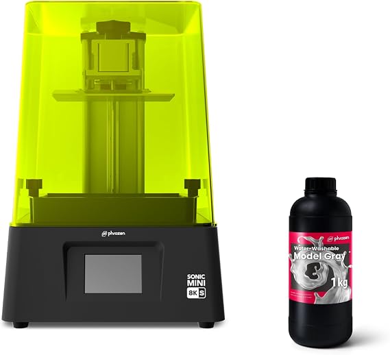 phrozen Sonic Mini 8K S LCD Resin 3D Printer Bundle with Water-Washable Model Gray 1KG