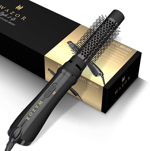 4-in-1 Hot Air Brush, Ionic Hair Dryer Brush with 2 Speeds & 2 Heat Settings, 1000W Fast Styling for Frizz-Free Shine, Blowout Straightener Curler for Salon Volumized Hair