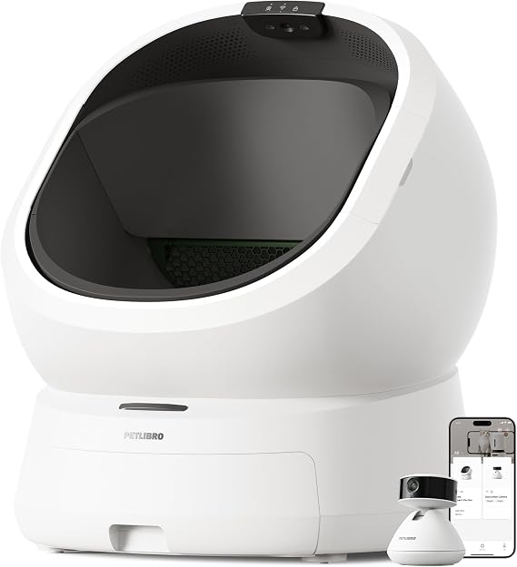 Bundle of PETLIBRO Upgrade Luma Automatic Cat Litter Box + AI Dog Camera Pet Camera, AI Camera Waste Analysis, Triple Safety Protection Self Cleaning Litter Box, Odor Control in-App Usage Tracking