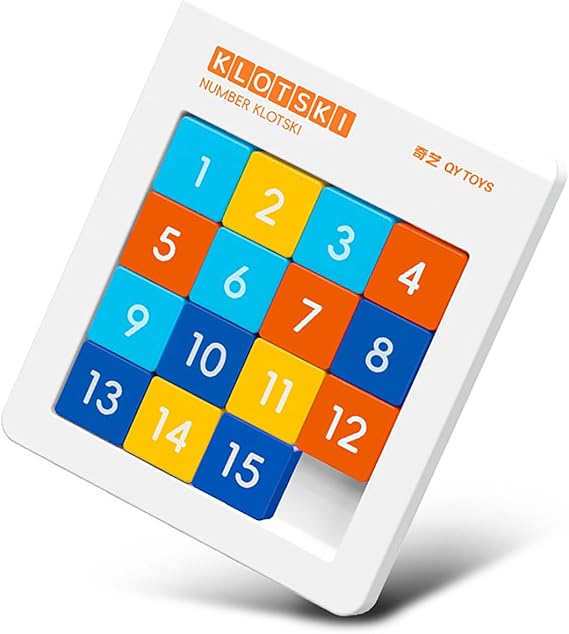 4x4 Klotski Puzzle Sliding Number 15-Digit Version ABS Brain Teasers Sliding Puzzles Toy Tangram Jigsaw Intelligence (Macaron Color)