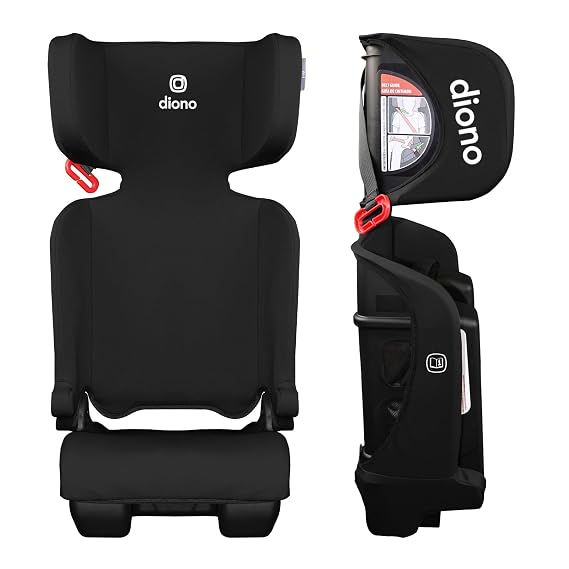 Diono Airi Lightweight High Back Booster Seat, Foldable Travel Friendly, Slim 3-Across Fit, 40100 lbs/4357 in, Frontal Impact Protection, Black