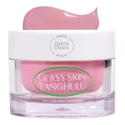 OLIVIAUMMA Glass Skin Tanghulu Fig Pudding Calming Cream - Korean Face Moisturizer for Dry Skin - Ceramide  Aloe Vera - Lightweight Pudding Texture - Deep Hydration & Moisture Barrier Support - 50g