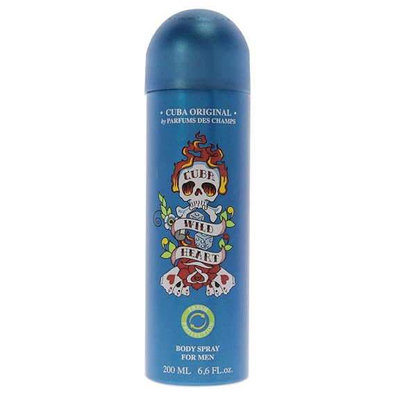 Cuba Original by Parfums Des Champs Wild Heart Men Body Spray 6.6 oz,I0101712