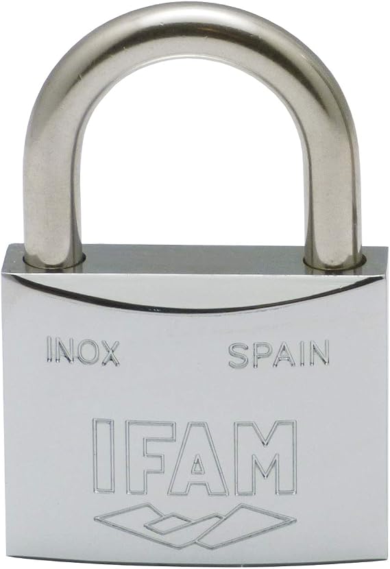 IFAM Padlock made of stainless steel high oxidation resistance humid environments high security level normal shackle 50 mm heavy-duty and chrome-plated [Energy Class A+]