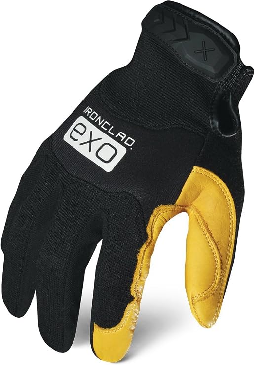 Ironclad EXO2-MPLC-02-S Motor Pro Gold Cowhide Work Gloves, Small, Black/Gold
