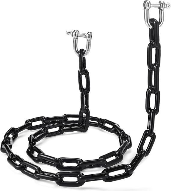 PVC Coated Anchor Chain | Vinyl Coated Resists Rust, Stainless Steel Shackle Included, Protects Boat Hull Paint, Easy Coiling for Compact Storage