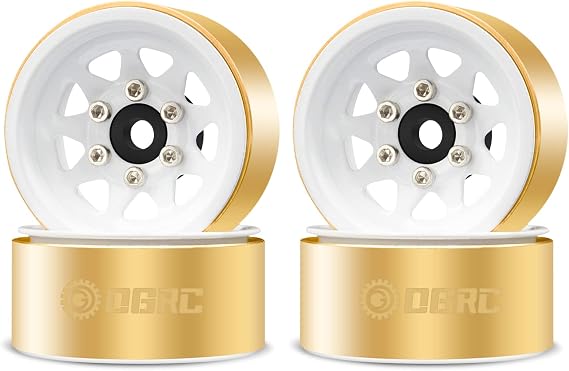 OGRC 1.0" Brass Aluminum Beadlock Wheels for TRX4M SCX24 Crawler (White)