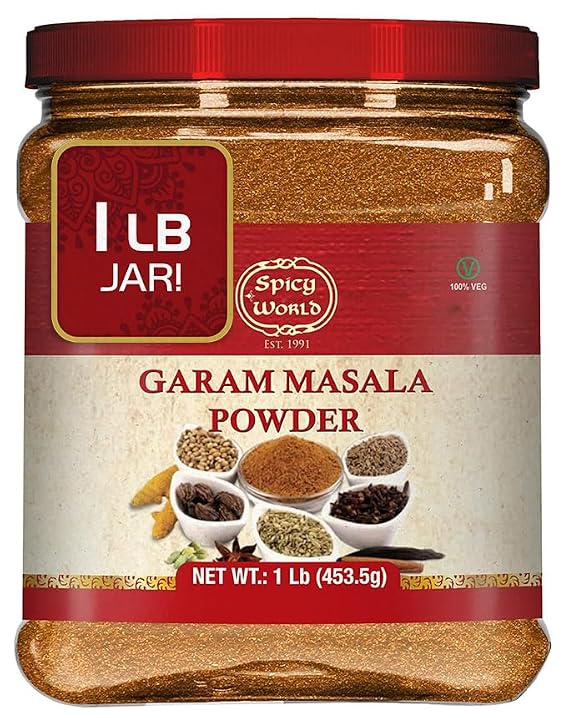 Spicy World Garam Masala Powder 1 Pound Bulk Jar - 16 Ounce - 15 Premium Indian Spice Blend, Salt Free