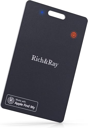 Rich&Ray Wireless Charging Smart Tracker Card Rechargeable IP68, Key Finder Item Tracker Thin Card Works with Find My (MFI Certified), 1 Pack
