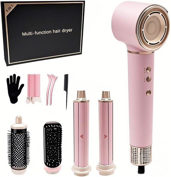 5 in 1 Hot Air Styler, Hair Dryer Brush for Fast Drying, Curling, Volumizing & Straightening, Frizz-Free & No Heat Damage for Smooth Hair & Waves, Ideal High Speed Blow Dryer for Home & Travel Use
