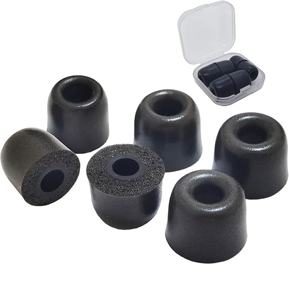 Memory Foam Tips Universal Replacement Ear Tips for 4.5mm-6mm Storage Box | 3 Pairs LMS Noise Isolating, Secure Fit Anti-Slip Ear Tips for In-Ear Earphones