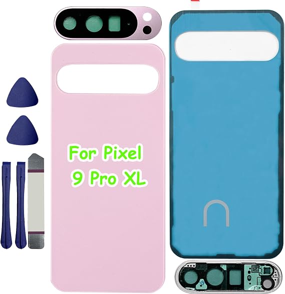 Pixel 9 Pro XL バックガラス交換用 Google Pixel 9 Pro XL 5G バックカバー ガラスハウジングドア テープとカメラレンズ+ツールローズクォーツ