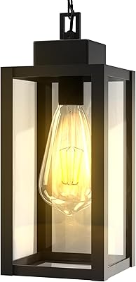 Outdoor Pendant Light Fixture Waterproof Outdoor Hanging Porch Light Anti-Rust Exterior Hanging Outdoor Lantern for Porch Yard Front Door Garage Balcony Patio Garden