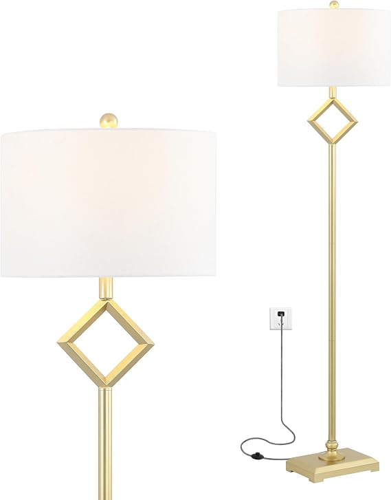 JONATHAN Y Juno Floor Lamp Geometric Standing Metal 62.5", Gold Painting