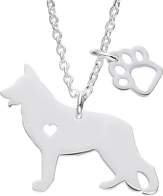 Melix Animal Yorkie Labrador Pitbull Husky Alaskan Akita Boxer Corgi Dachshund German Shepherd Golden Retriever Stainless Steel Pet Dog Doggy Pendant Necklace Gift