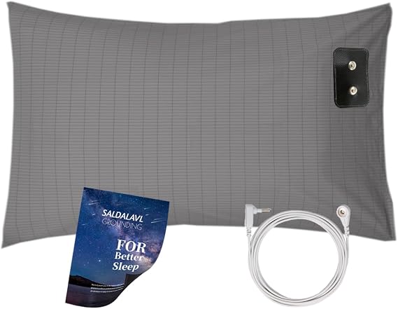 Grounding Pillowcase Queen Conductive Grounding Pillow Cases Organic Cotton Grounding Sheets with 15ft Grounding Cord for Better Sleep Gray (20X30in) 1PC