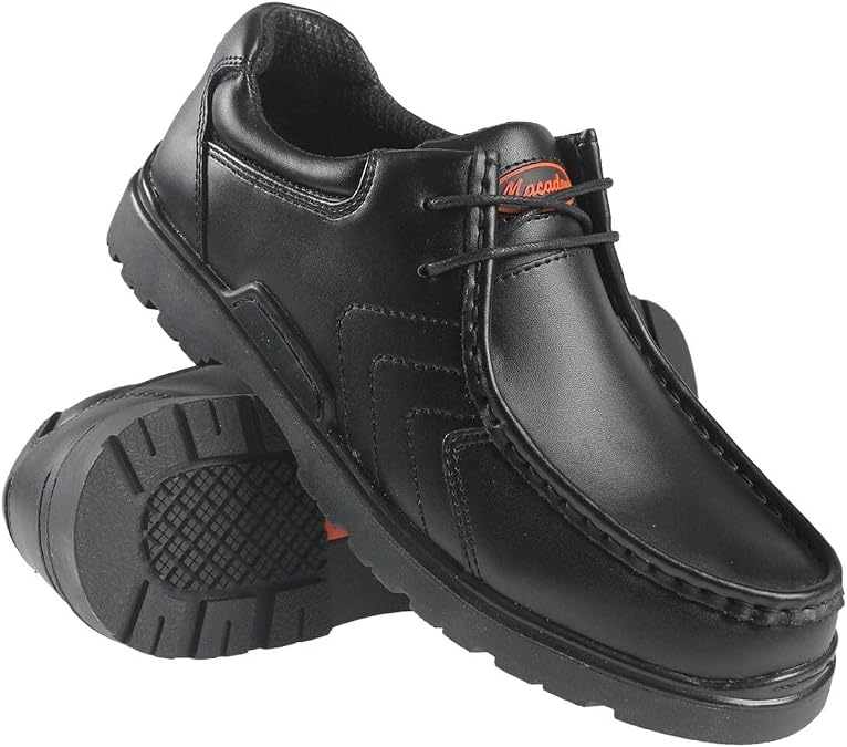 Mens Macadam Smart Casual Leather Lace Up Shoes Classic Wallabee Shoe Black Comfort Work Office