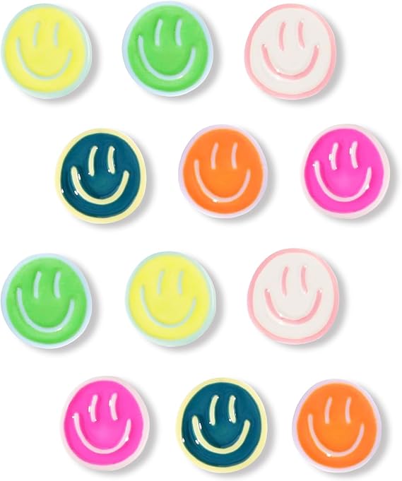 Fridge Magnets, 12PCS Heavy Duty Strong Magnets, Colorful Mini Cute Magnet, Smile Face Funny Small Refrigerator Magnets for Whiteboard, Locker, Kitchen, Classroom, Home, Office & School Decor