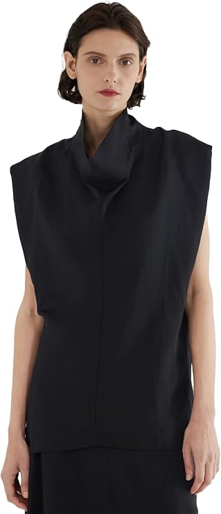 Corydon Linen Blend Funnel-Neck Top
