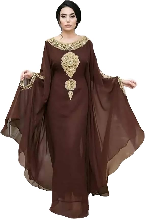 Abaya Kaftan For Women Brown Beautiful Gown Fancy Long Moroccan Kaftan Abaya Kaftan Maxi Muslim Fashion Dress BY ZARDOZI ART