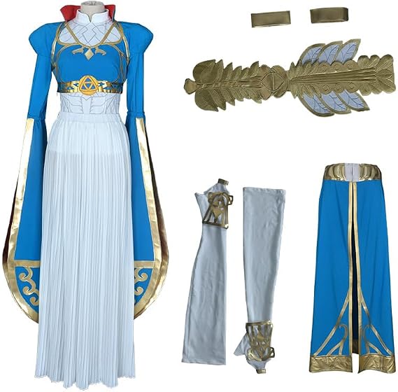 miccostumes Women's Princess Cosplay Costume Blue Outfit Wedding Dress with Accessories