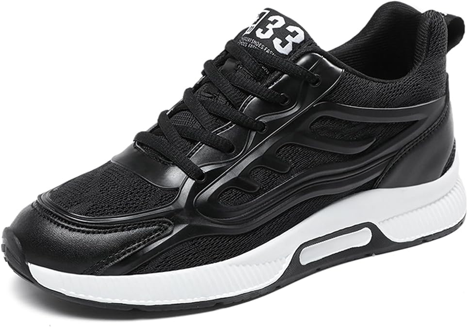 Men's Elevator Trainers 2.36 Inch Invisible Height Increase Lifting Shoes Lace Up Elevator Shoes Hidden Heel Trainer Fashion Sneakers