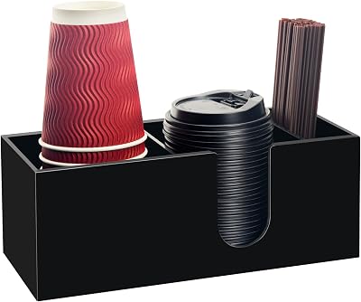 Coffee Cup Holder for Countertop, Acrylic Coffee Bar Accessories and Organizer, Black Coffee Station Organizer Farmhouse Table Decor