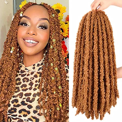 New Butterfly Locs Crochet Hair 18 inch 6 Packs Honey Blonde Long Distressed Locs Crochet Braids Pre looped Messy Butterfly Locs Hair Synthetic Braiding Hair Extensions27# 18 6 packs