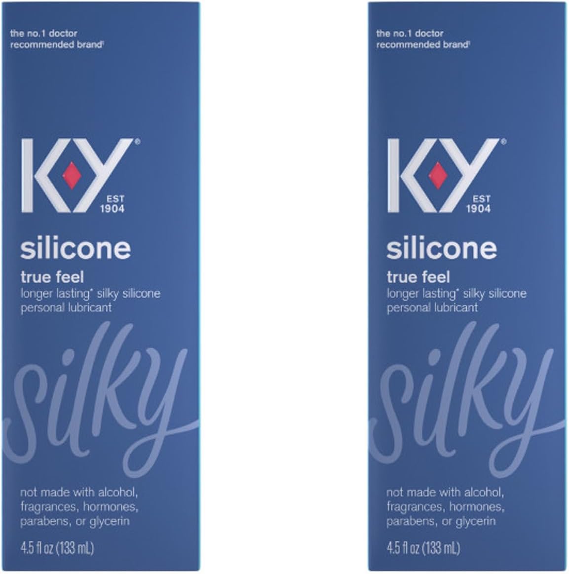 K-Y True Feel Lube, Personal Lubricant, Silicone-Based Formula, Safe to Use with Condoms, for Men, Women and Couples, 4.5 Fl Oz Pack of 2