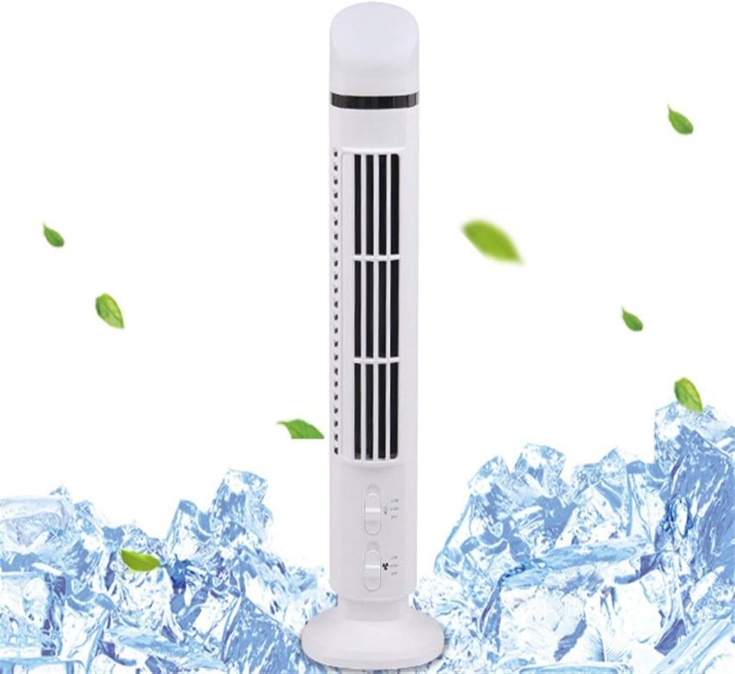 Bladeless Tower Cooling Fan, Electric Vertical Mini Conditioner Stand Up Tower Fan With Atmosphere Night Light, 2 Speeds USB Charging Portable Household Fans for Home Office Bedroom Living Room
