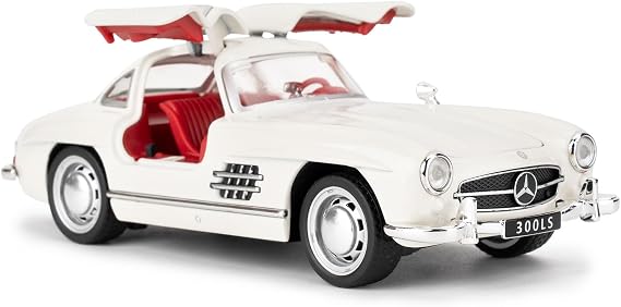 TGRCM-CZ 1955 300sl Vintage Car Toy, 1/32 Toy Car with Sound and Light Function, Children's Toy Model with Pullback Function, Collector's Quality Model Car, Gift for Children (White)