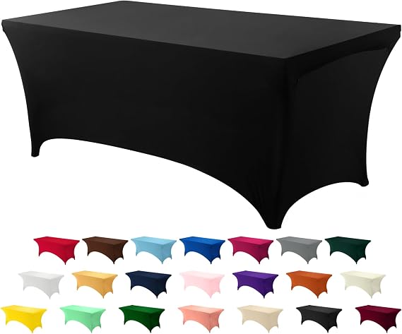 Utopia Kitchen Spandex Table Cloth 1 Pack [4FT, 48Lx30Wx30H Inch, Black]