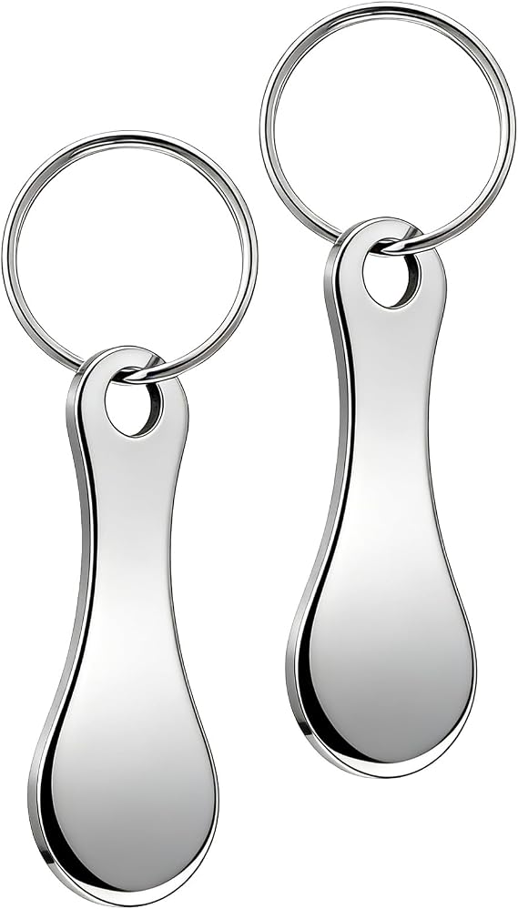 TIESOME 6Pcs Silver Portable Stainless Steel Shopping Cart Token Keychain | Shopping Cart Trolley Tokens Quarter Keyrings for Grocery Shopping Cart Men Women Gifts