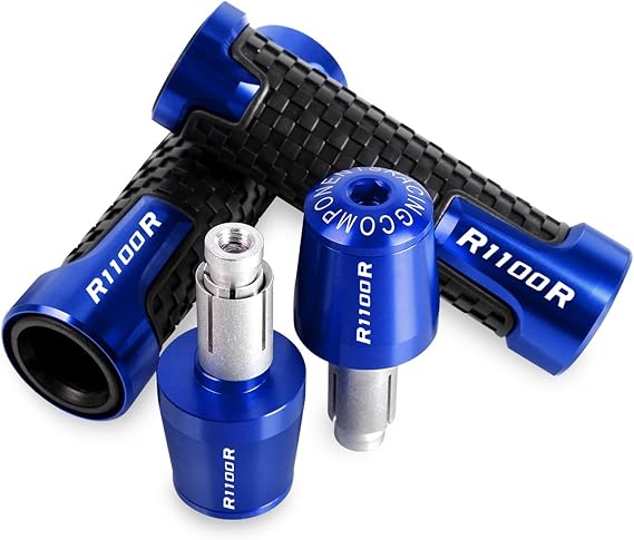 Motorcycle for BMW R1100R 1995 1996 1997 1998 2000 2001 2002 2003 2004 Handle Bar Grip Ends CNC Handlebar Rubber Gel Hand Grips Brake Hands (Color : Blue)