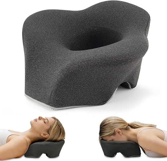 Face Down Pillow, 34 * 34 * 15cm Massage Headrest for Bed, Memory Foam Face Down Massage Headrest, Ergonomic massage face pillow for Massage Table, Spa, Salons, Removable Cover (Dark Grey)