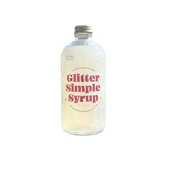 Wood Stove Kitchen SparkleMix Glitter Simple Syrup - Elevate Your Beverage Experience with Luxurious Glitter - Perfect for Cocktails, Mocktails, and More - 16 fl oz