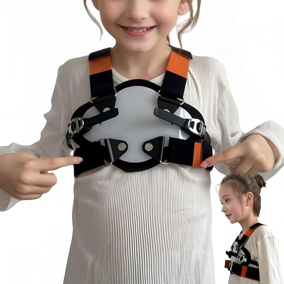 Pectus Carinatum Orthosis Brace, Adjustable Pigeon Chest Support for Correction, Anti-Slip Design with Curved Plate