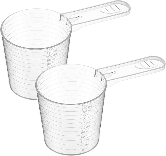 2 Pieces Plastic Measuring Cup, 4 Oz/120ml Measuring Cups 1/2 Cup Laundry Measure Cups Replacement Tools for Kitchen Dry and Liquid Ingredients, Dog Cat Food