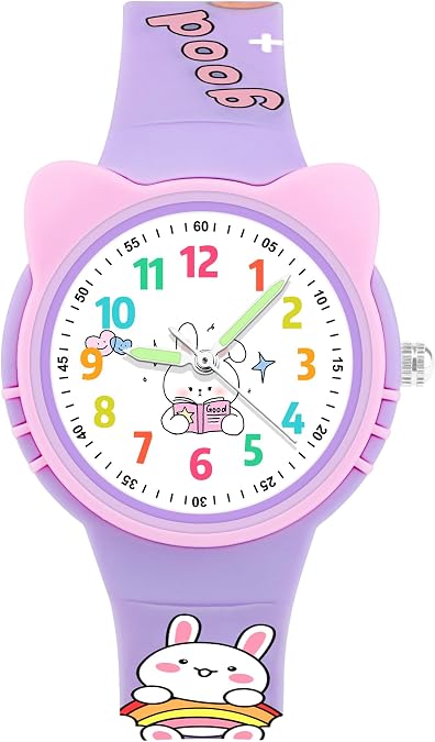 Kids Waterproof Watch 7 Color Light Alarm