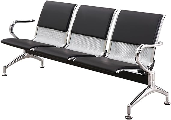 Waiting Room Reception Chair with Arms 3 Seat Office Guest Chairs Airport Reception Bench Leather Reception Bench for Office Airport Hospital Bank
