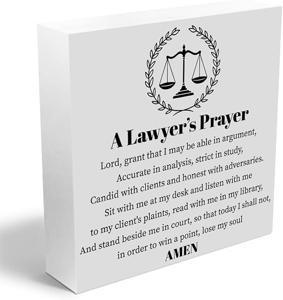 Lawyer Gifts for Women Men, Wood Box Sign Gifts for Lawyer Attorney Law | Graduation Retirement Christmas Birthday, Lawyer's Prayer Wood Box Decorative Signs for Home Office Desk