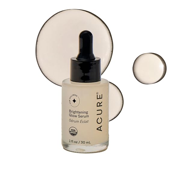 Acure Brightening Glow Serum - Anti Aging Face Serum - 1 fl oz | Bright Glow for Women & Men, Facial Skincare with Argan Oil and Cranberry Seed Oil, Vegan & Cruelty Free