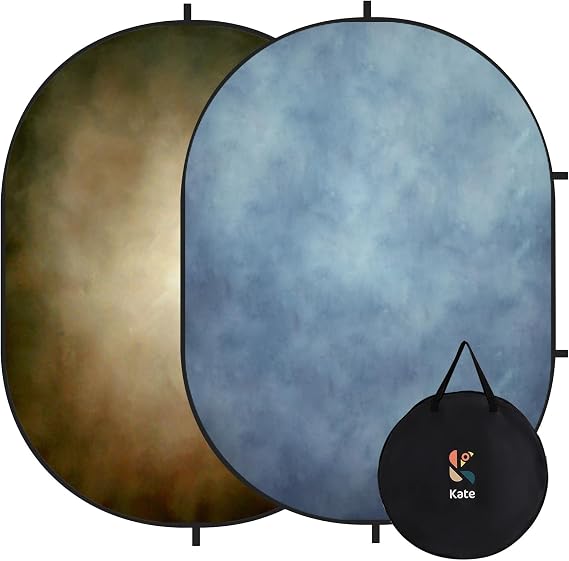 Kate Collapsible Backdrop Blue Brown Textured Folding Video Backdrop 135