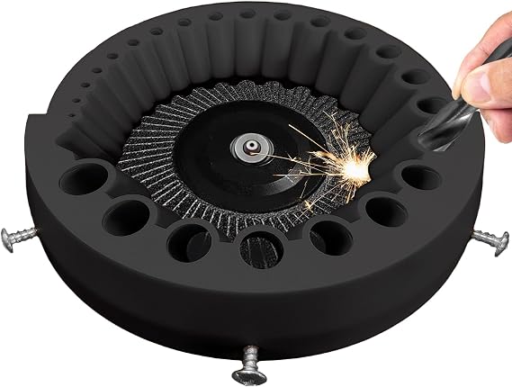 Drill Bit Sharpener Attachment for 125mm Angle Grinders (2-13mm Bits) - Revive Dull Bits & Extend Tool Life (Black)