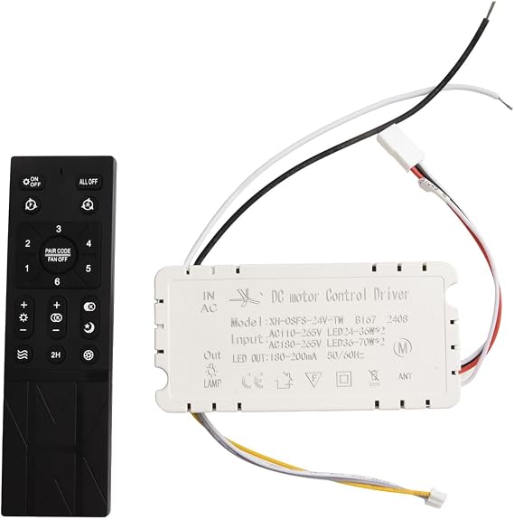 Eawfgtuw Ceiling Fan Light Remote Control Kit, Dimmable Controller, 6- Dimmable Controller Driver, Variable Frequency Control, Fan Adjustment, Bedroom Fan Light Ventilation Control