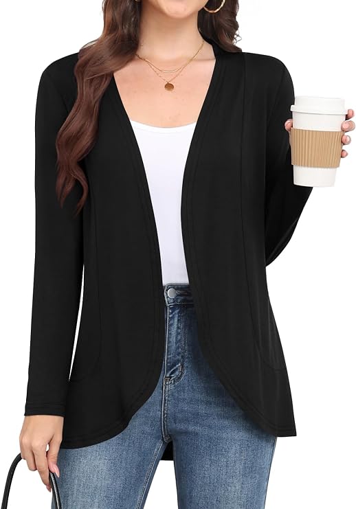 Women's Lightweight Long Sleeve Cardigan Casual Open Front Cardigans for Women Trendy